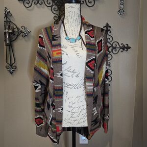 Tribal Patterned Open Front Cardigan